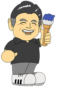 代表広瀬が刷毛を持っているイラスト